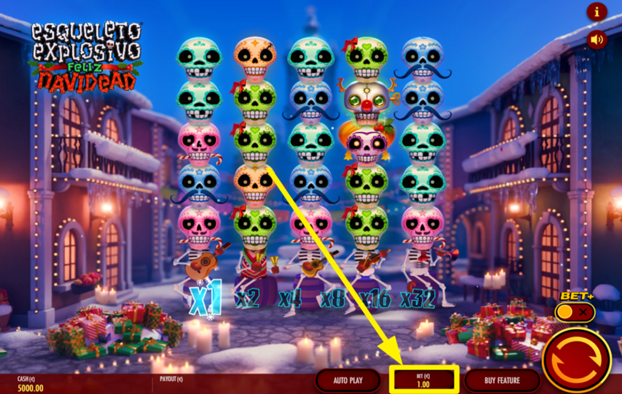 Esqueleto Explosivo Feliz Navidead ОПРЕДЕЛИТЕ ЗНАЧЕНИЕ СТАВКИ.