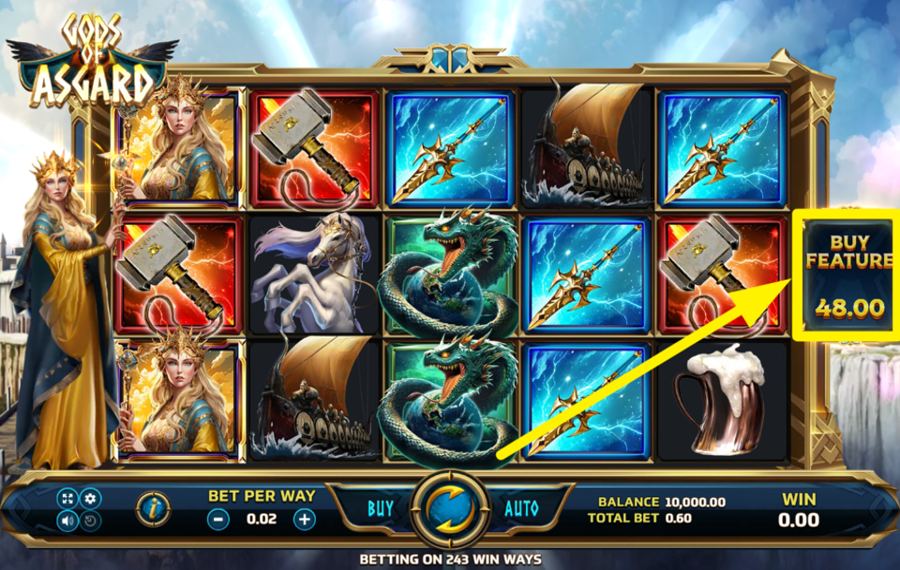 Eurasian Gaming Gods of Asgard BUY THE BONUS GAME.