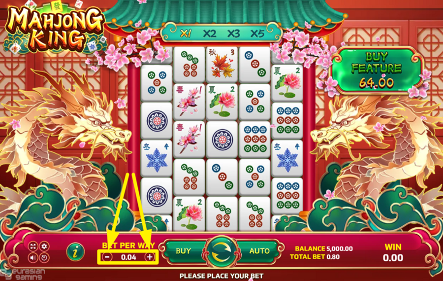 Eurasian Gaming Mahjong King DECIDE ON YOUR STAKE PER LINE.