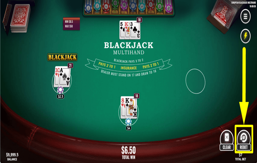 European Blackjack Multihand UNE FOIS DE PLUS.