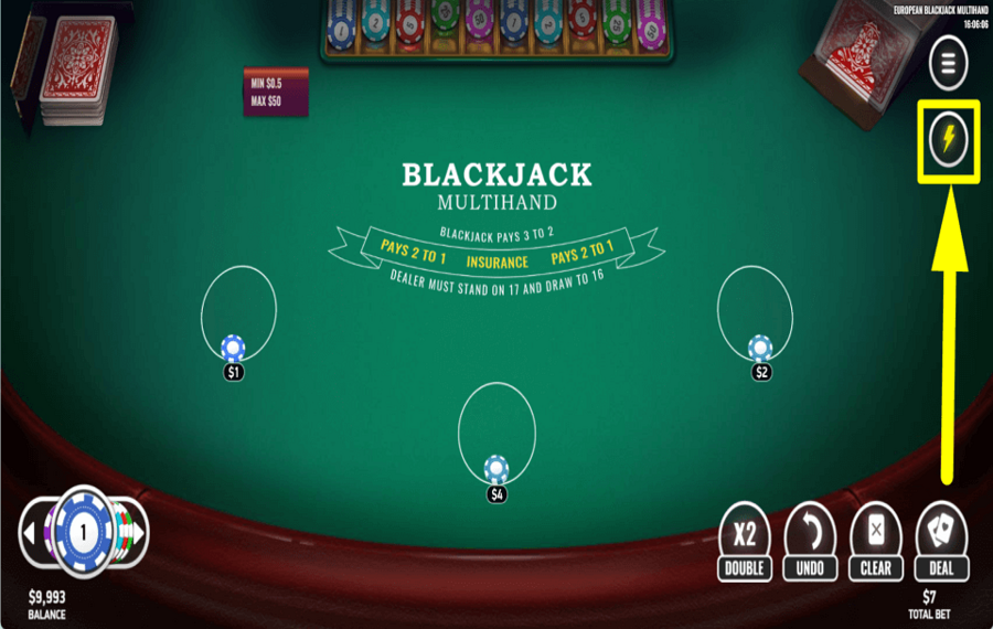 European Blackjack Multihand ALLUMEZ LE TURBO.