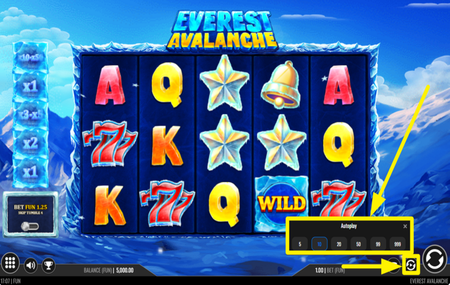 Everest Avalanche INITIATE AUTOMATIC SPINS.