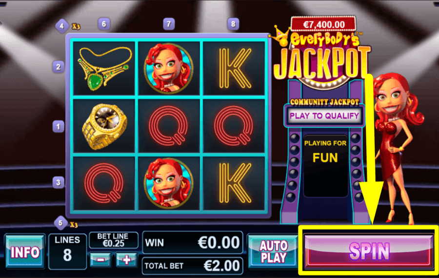 Everybodys Jackpot НАЖМИТЕ «ВРАЩАТЬ», ЧТОБЫ ИГРАТЬ.