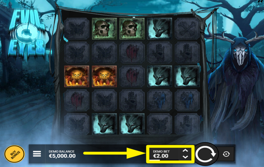 Evil Eyes ADJUST YOUR WAGER.