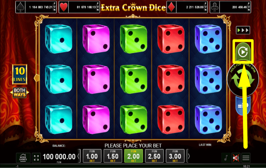 Extra Crown Dice AUTOMATISCH VORGEHEN.