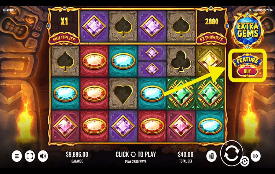 Extra Gems Nutzung der optionalen Funktion „Feature Buy“.