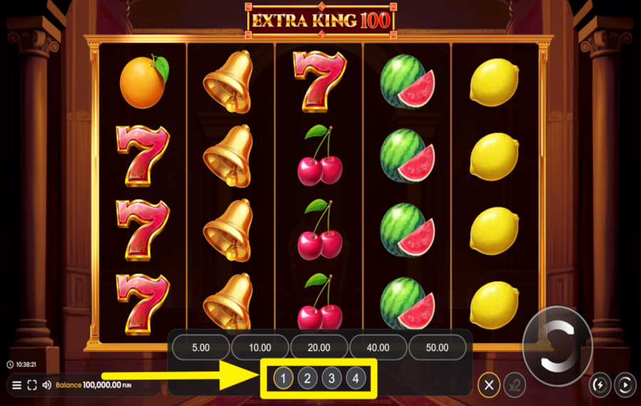 Extra King 100 SELEZIONA UN MOLTIPLICATORE DI SCOMMESSA.