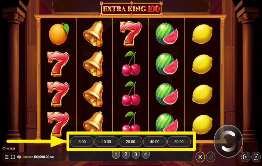 Extra King 100 IMPOSTA LA TUA PUNTATA TOTALE.