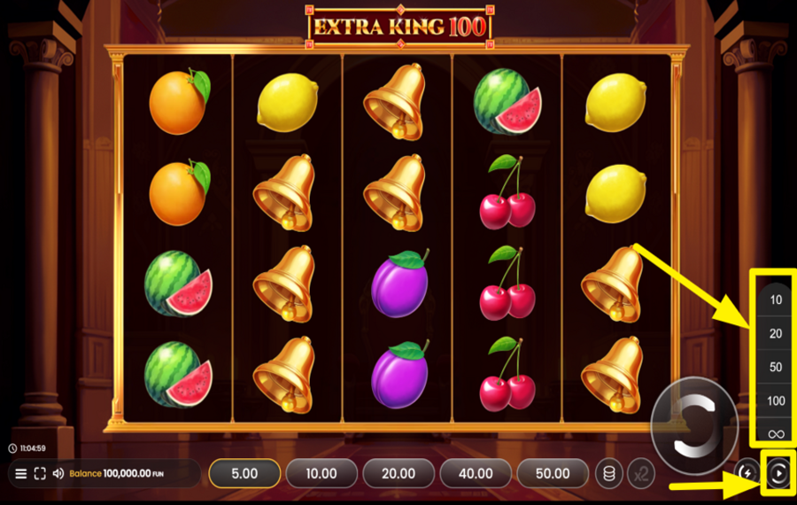 Extra King 100 SCEGLI LA GIOCO AUTOMATICO.