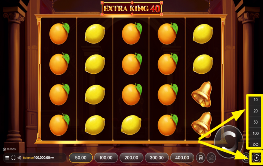Extra King 40 WÄHLEN SIE AUTOMATISCHES SPIELEN.