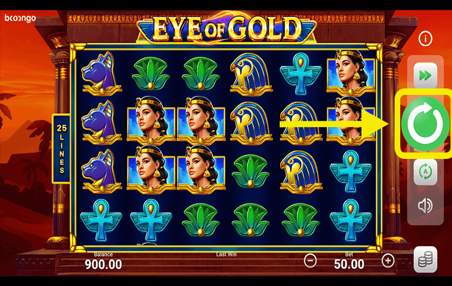 Eye of gold Click/ tap the “Spin” button.