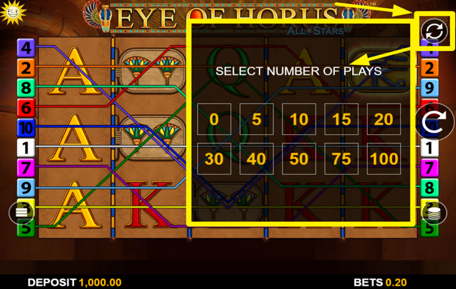 Eye of Horus All Stars ACTIVAR JUEGO AUTOMÁTICO.