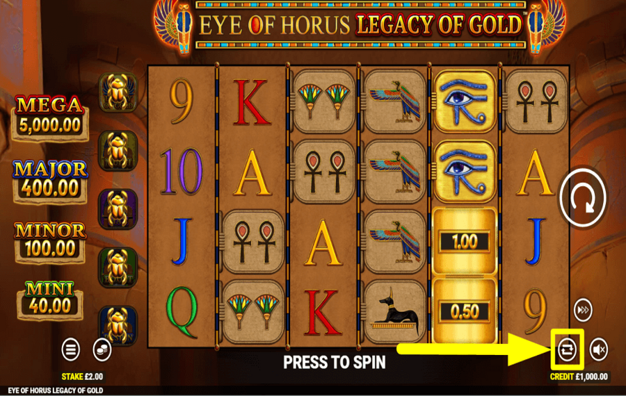 Eye of Horus Legacy of Gold CHOISISSEZ LA LECTURE AUTOMATIQUE.
