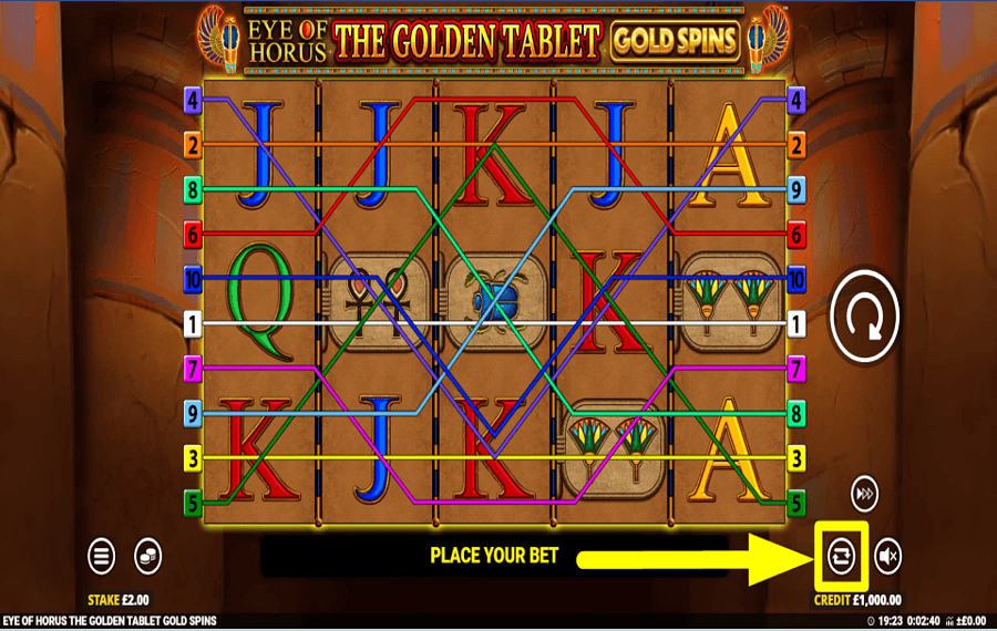 Eye of Horus The Golden Tablet Gold Spins ATTIVA LA RIPRODUZIONE AUTOMATICA.