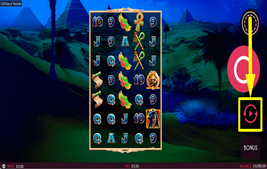 Eye of Pharaoh CONTINUA AUTOMATICAMENTE.