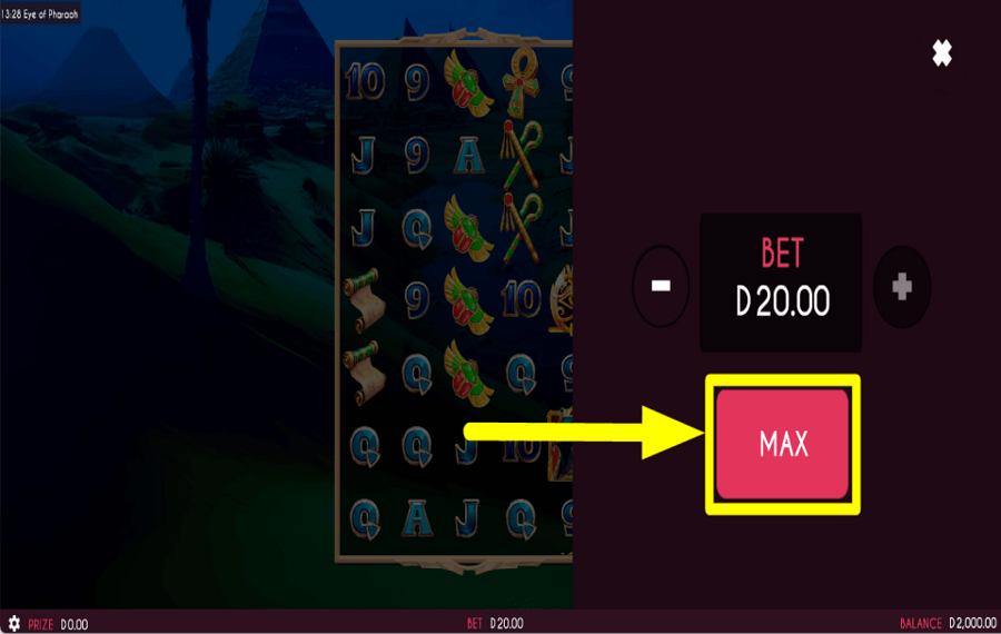 Eye of Pharaoh CONSIDERARE LA POSTA IN GIRO ALTA.