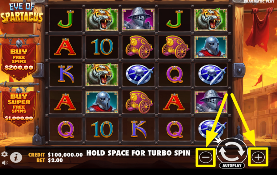 Eye of Spartacus TWEAK YOUR BET SETTINGS.