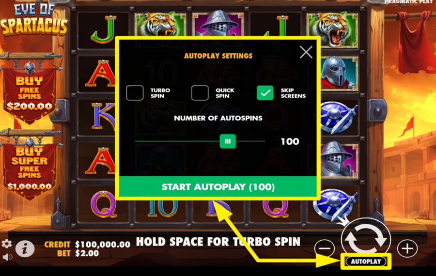 Eye of Spartacus ACTIVATE AUTOMATIC SPINNING.