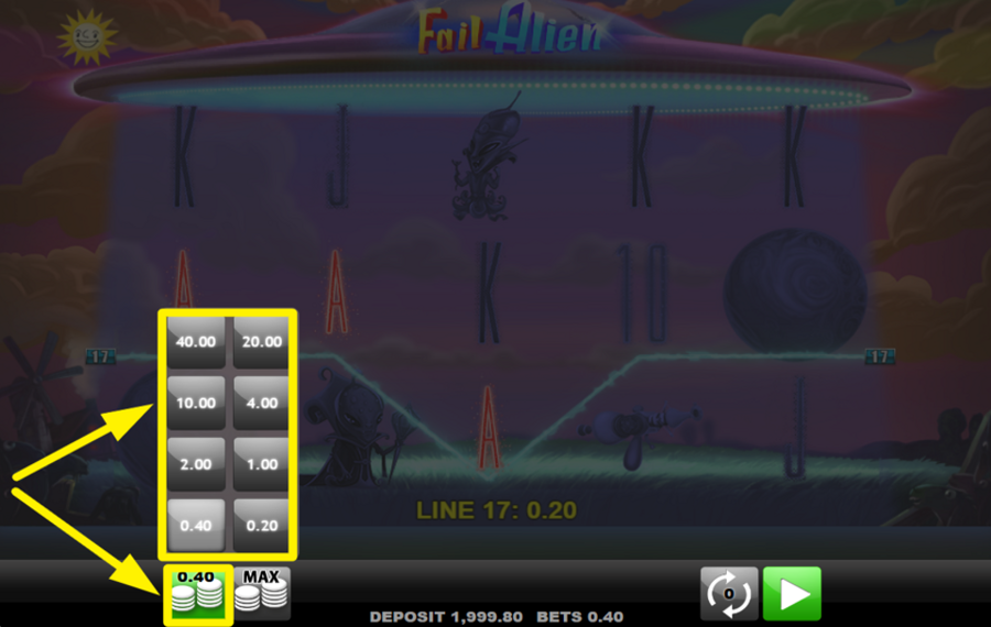 Fail Alien ADJUST YOUR WAGER.