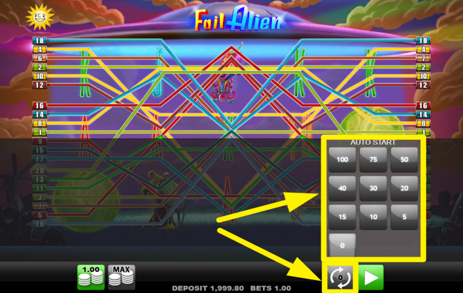 Fail Alien CHOOSE AUTOMATIC SPINS.