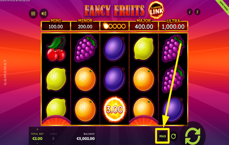 Fancy Fruits Flaming Link УВЕЛИЧЬТЕ СТАВКУ ДО МАКСИМАЛЬНОГО УРОВНЯ.