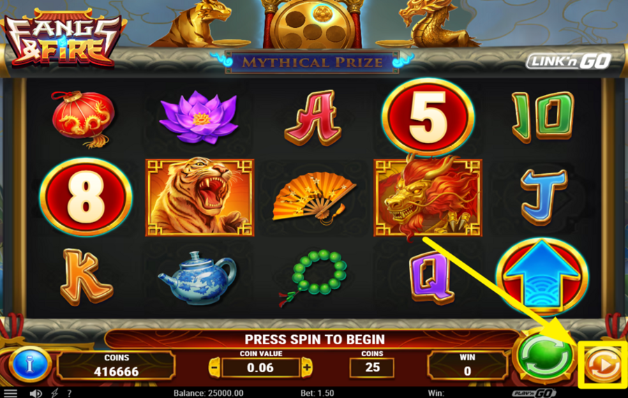 Fangs and Fire Link n Go UTILIZZARE LA ROTAZIONE AUTOMATICA.