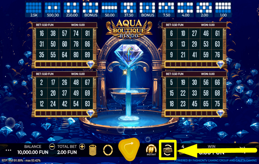 FashionTV Aqua Boutique Bingo MÉLANGER LE TABLEAU.