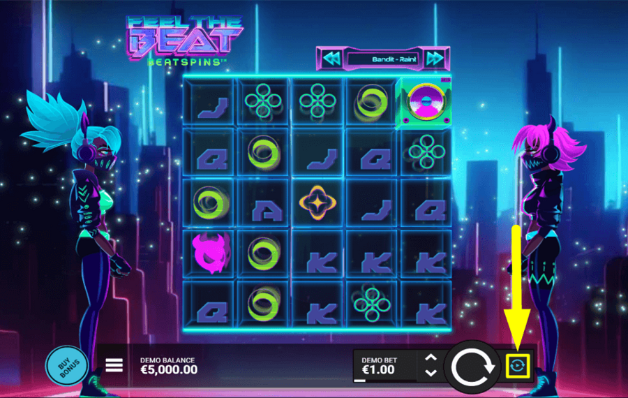 Feel the Beat ENABLE AUTOMATIC SPINS.