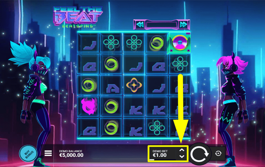 Feel the Beat SET THE TOTAL BET.