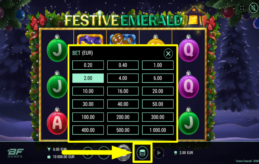 Festive Emerald DÉTERMINER L'ENJEU.