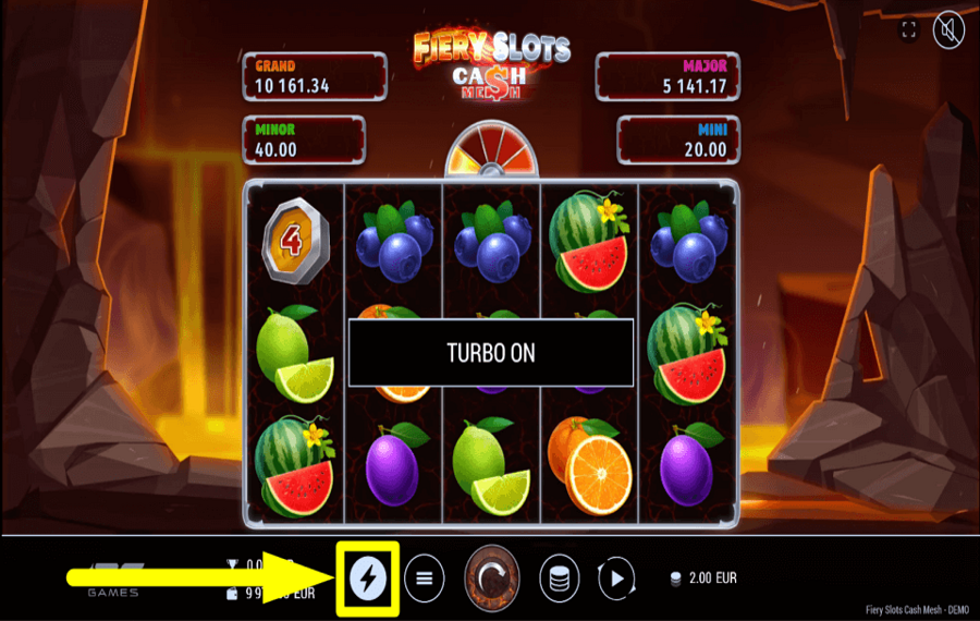 Fiery Slots Cash Mesh ACCELERARE GLI SPIN.
