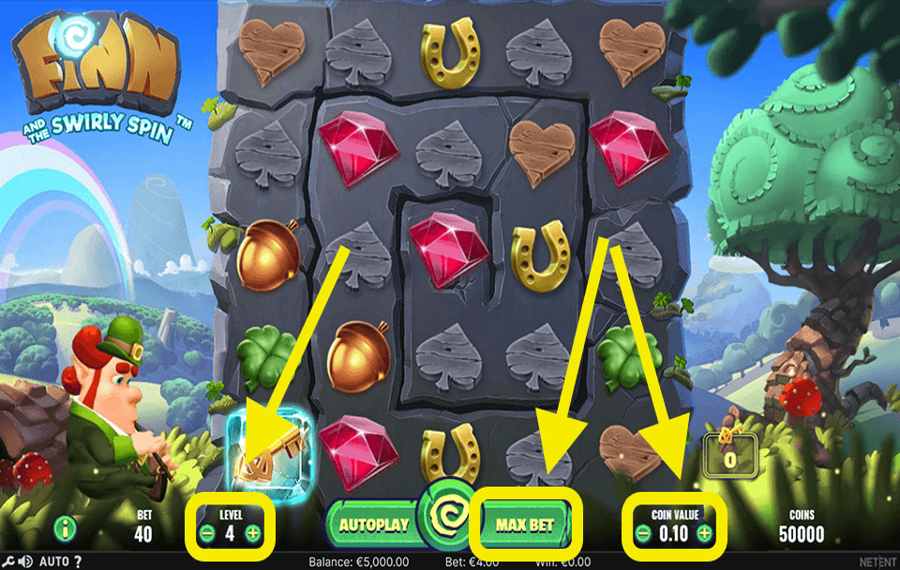 Finn and the Swirly Spin Scegli l'importo della tua scommessa.