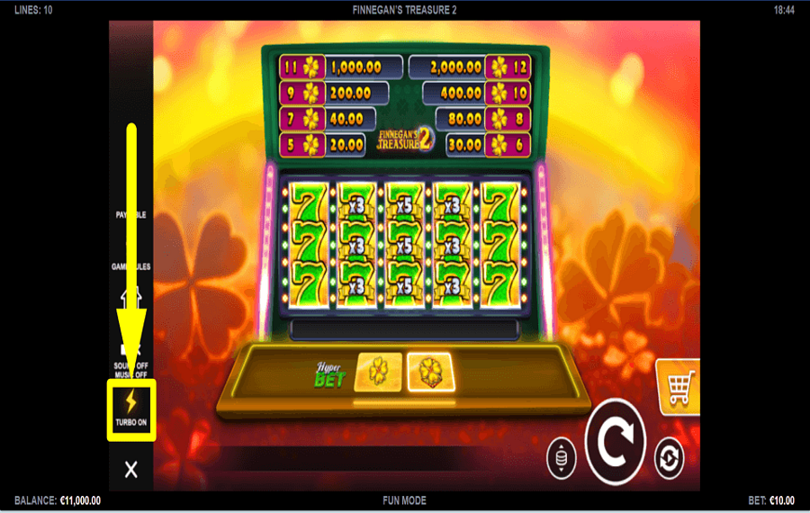 Finnegans Treasure 2 ACTIVATE TURBO MODE.
