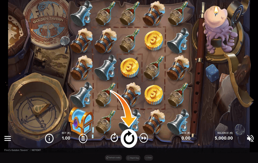 Finns Golden Tavern Haga clic/toque el botón "Girar"