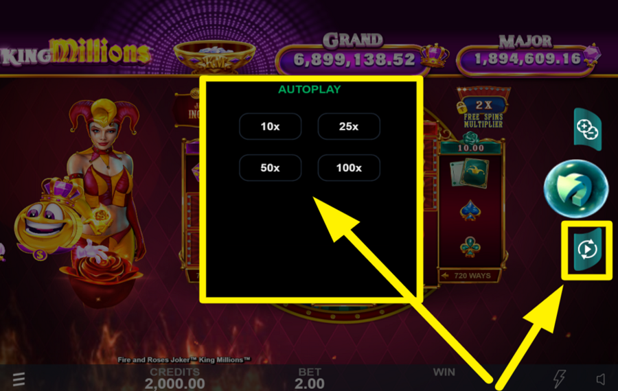 Fire and Roses Joker King Millions UTILISEZ LA FONCTION DE LECTURE AUTOMATIQUE.