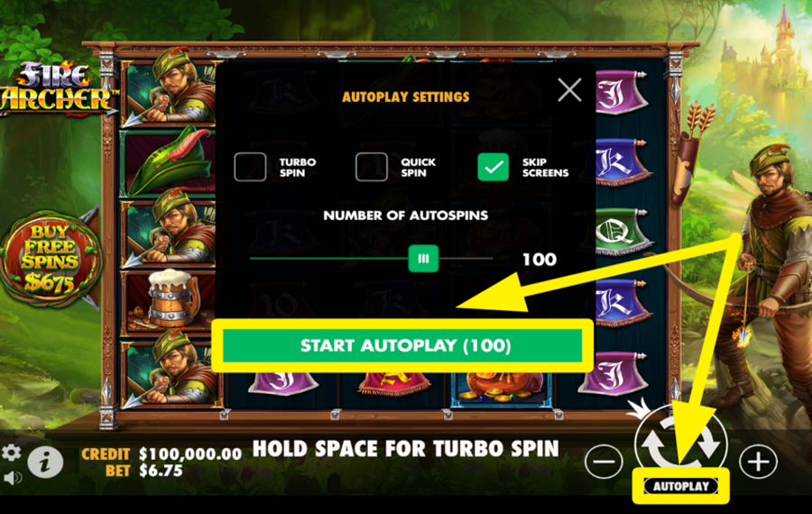 Fire Archer USE AUTOMATED SPINS.