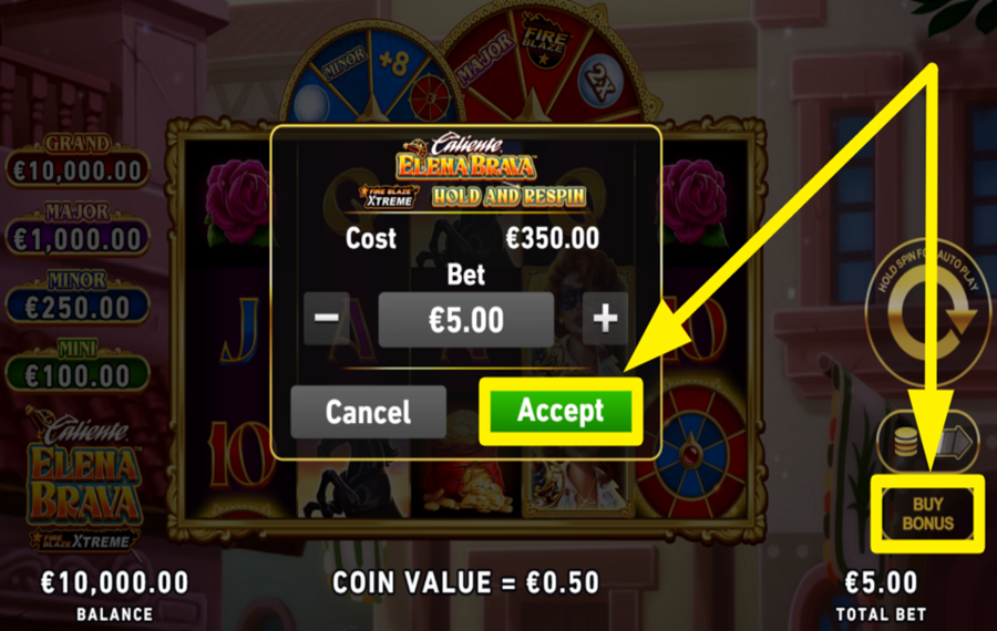 Fire Blaze Xtreme Elena Brava KAUFEN SIE DIE HOLD-AND-RESPIN-FUNKTION.