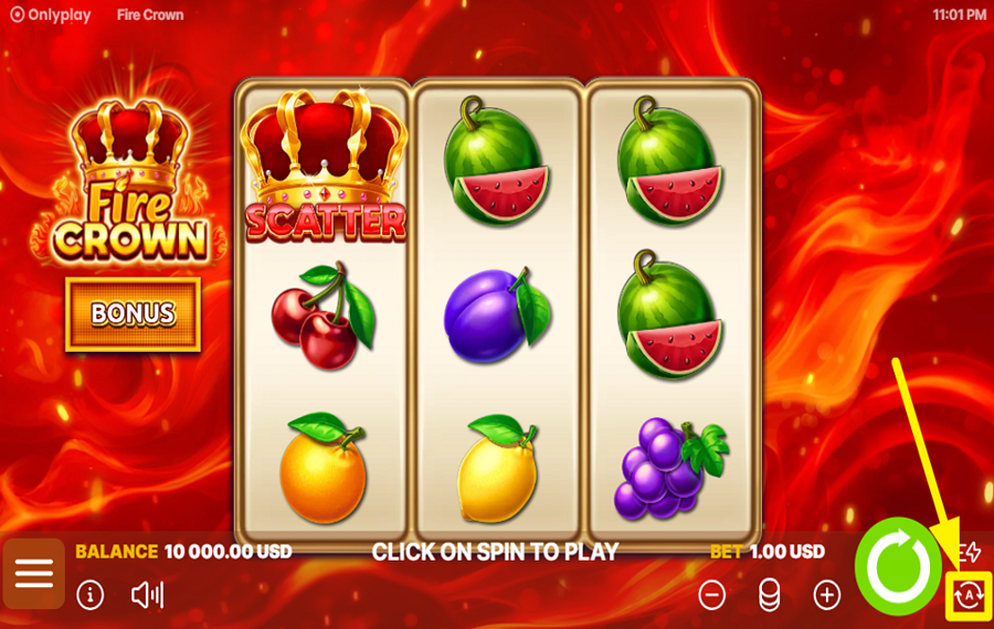 Fire Crown USE AUTOMATED SPINS.