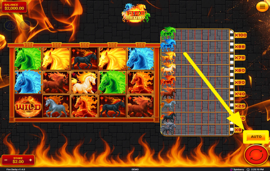 Fire Derby ИСПОЛЬЗУЙ АВТОМАТИЧЕСКИЕ ВРАЩЕНИЯ.