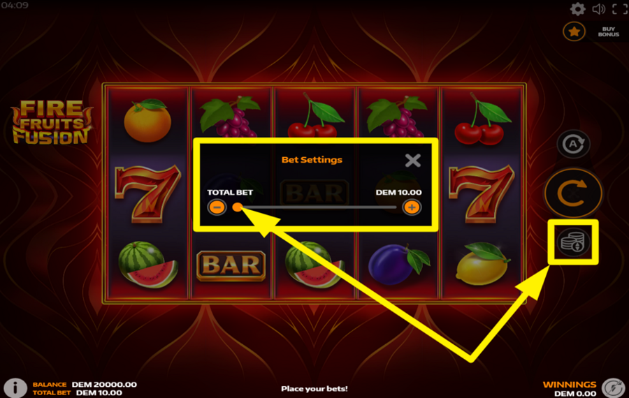 Fire Fruits Fusion НАЗНАЧИТЬ ЗНАЧЕНИЕ СТАВКИ.