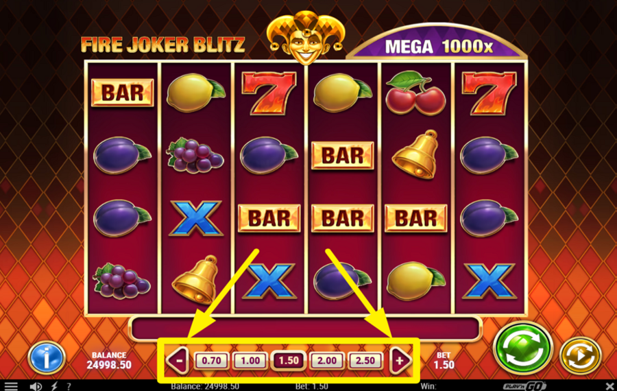 Fire Joker Blitz ADJUST YOUR WAGER.