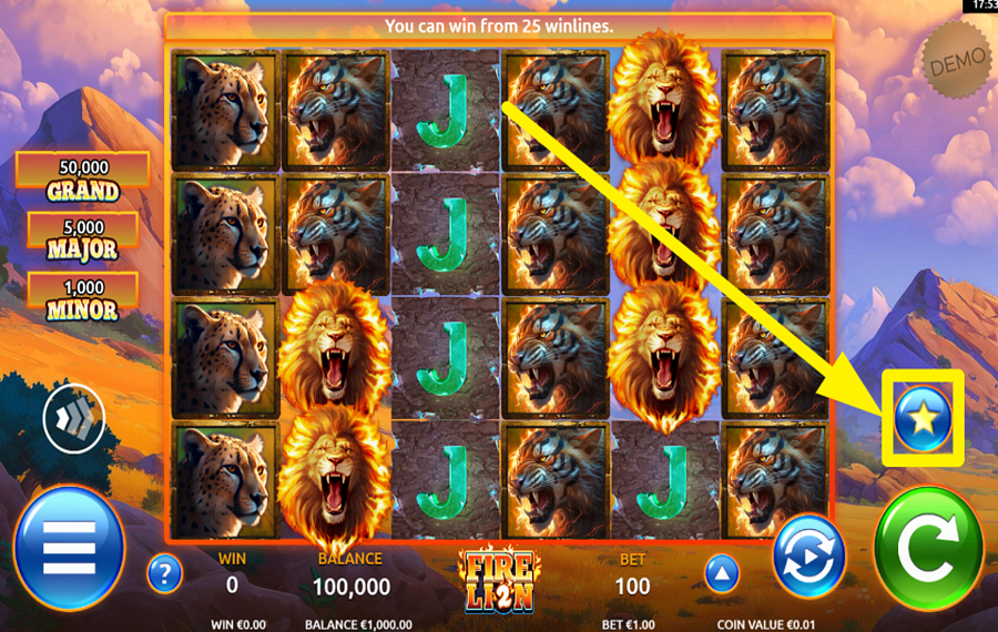 Fire Lion 2 SCEGLI UNA FUNZIONE AGGIUNTIVA.