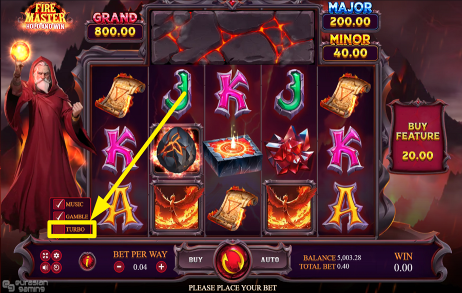 Fire Master Hold And Win ACCELERATE THE SPINS.