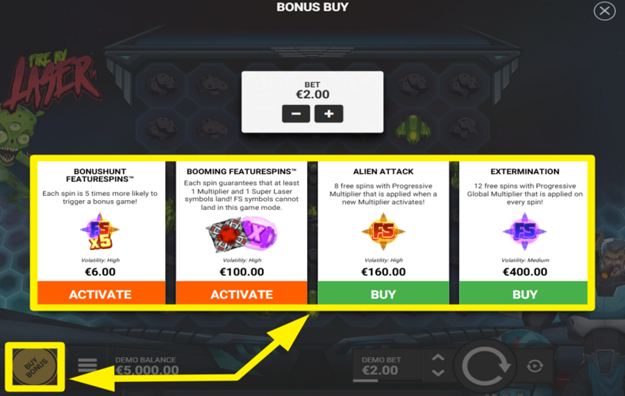 Fire my Laser ACTIVATE OR BUY BONUS FEATURES.