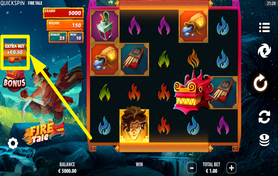 Fire Tale ACTIVER LE PARI SUPPLÉMENTAIRE.