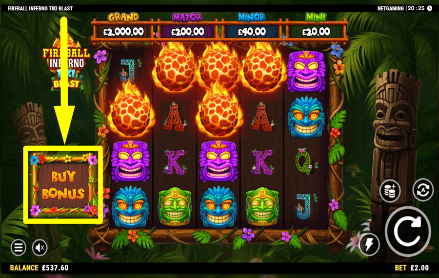Fireball Inferno Tiki Blast GRAB THE BONUS.