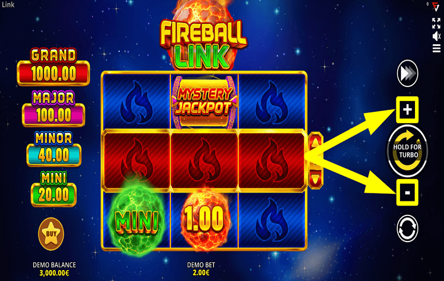 Fireball Link Cash Up ASSIGN YOUR WAGER.