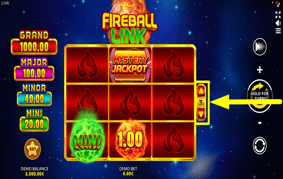Fireball Link Cash Up ADJUST THE PAYLINES.