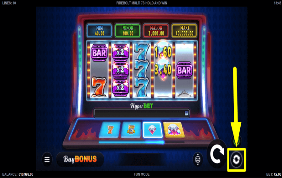 Firebolt Multi 7s Hold and Win ACTIVER LA LECTURE AUTOMATIQUE.