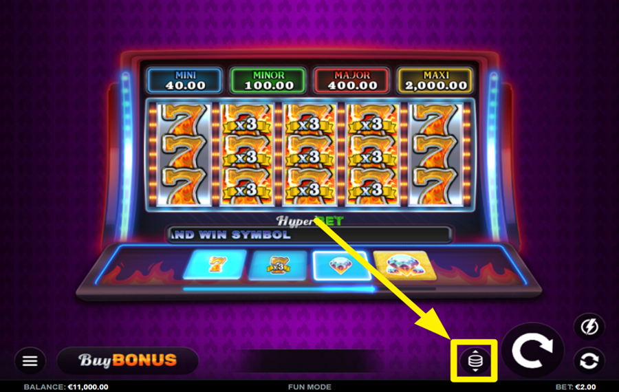 Firedream 7s Hold and Win ADJUST YOUR BET.